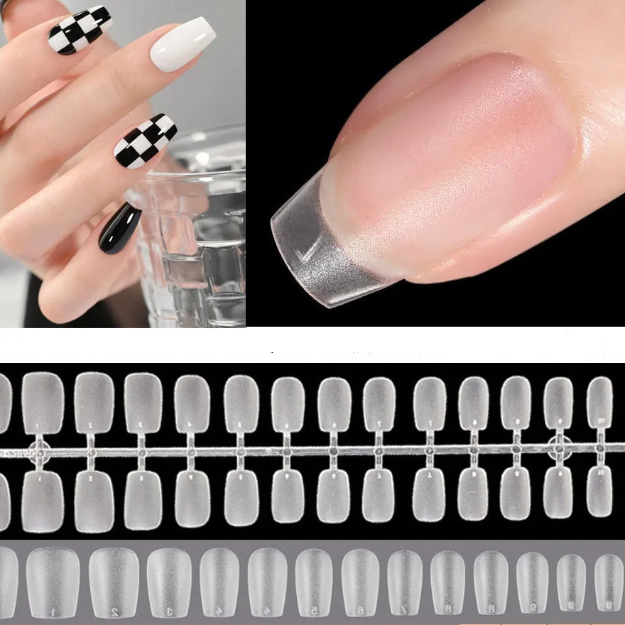 120pcs False Nails Transparent Press on Nails Coverage False Nails Tips Short T-shaped Water Drop Full Sticker For Nails