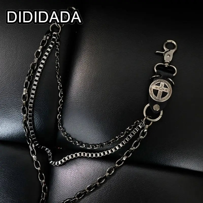 Women Men's Motorcyle Keychain Belt Chains Rock Punk Double chain Cowboy Cowgirls Pants Trousers Chain Biker Wallet Accessories