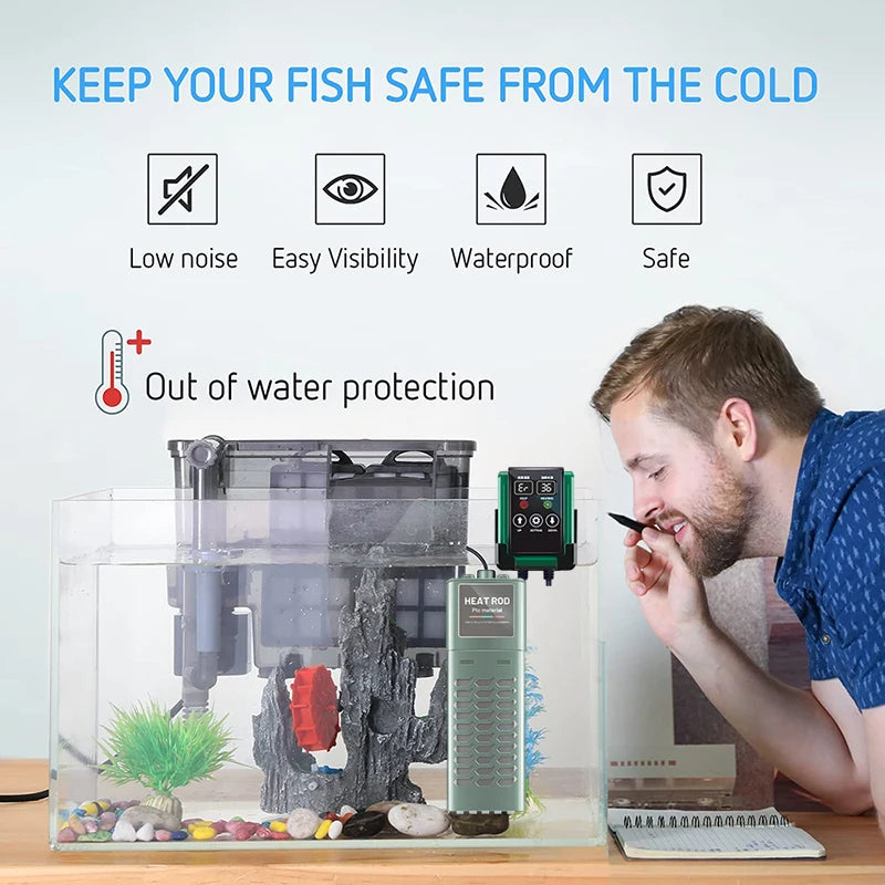 1200W Aquarium Fish Tank Heater LED Temperature Display Adjustable Water Heating Rod Constant Auto Temperature