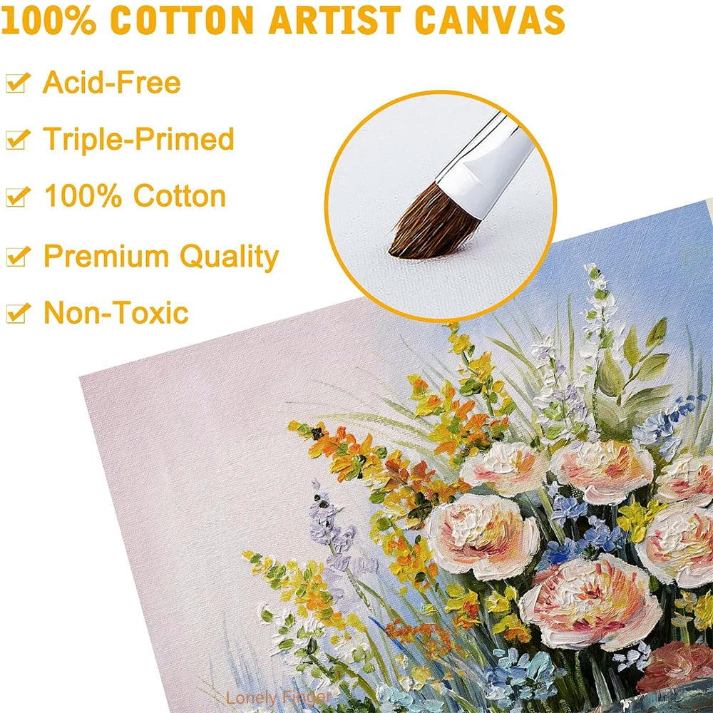 6pcs Canvas Panels, Gesso Primed White Blank Canvas for Painting - Cotton Art Supplies Canvas Board for Acrylic Paints