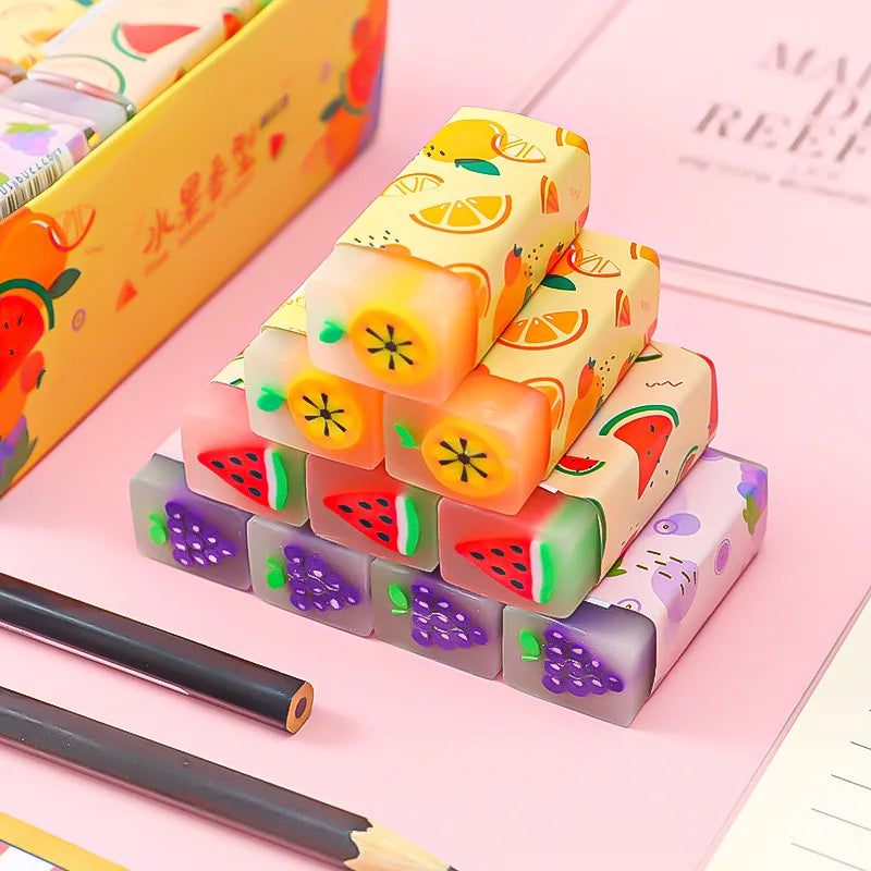 3pcs/lot Cartoon Creative Fruit Eraser Pupils Exam Pencil Eraser Children's Stationery Painting Sketch Eraser School Kawaii