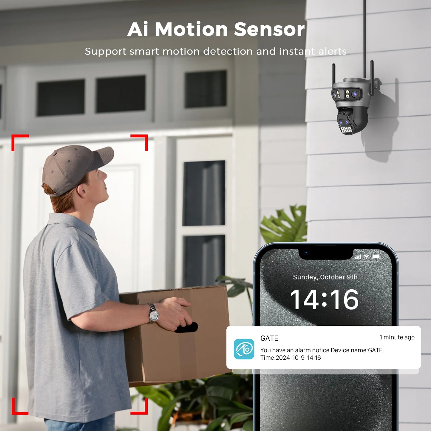 20MP 10K PTZ Wifi Camera Four Lens 10X Zoom Surveillance Camera Outdoor 360°No Dead Angle Ultra Long Range Night Vision Security