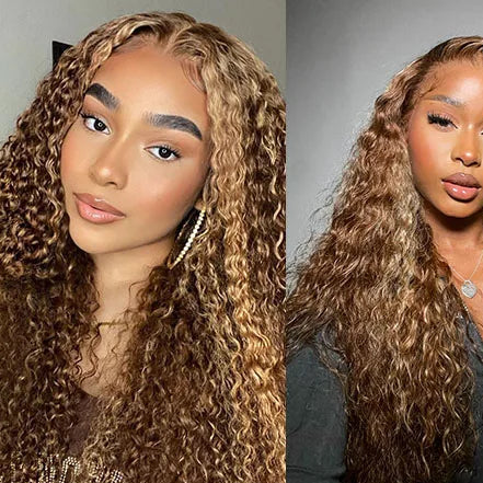 Highlight Wig Human Hair Ombre HD Lace Wig 13x6 Human Hair Deep Wave Frontal Wig Brazilian 13x4 Water Wave Curly Wigs For Women