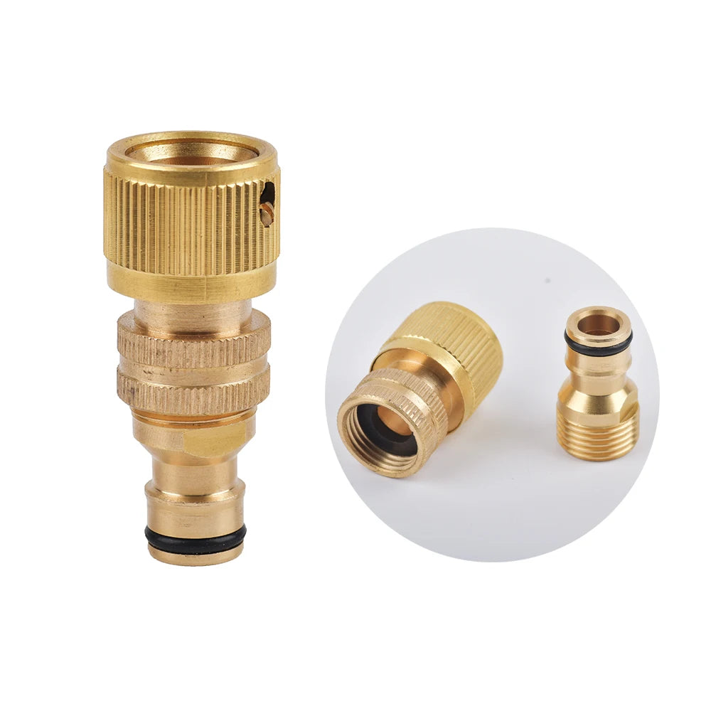 Garden Hose Connectors 1/2 3/4" Thread Quick Connector Brass Faucet Adapters Pipe Hose Repair Fittings Water Tap Adapter 1Pc