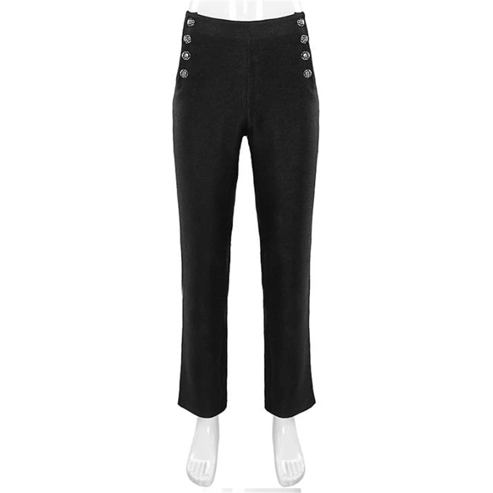 Men Steampunk Victorian Pants Historical High Waist Long men's Pants Retro Daily Button Casual Trousers Wedding Pants