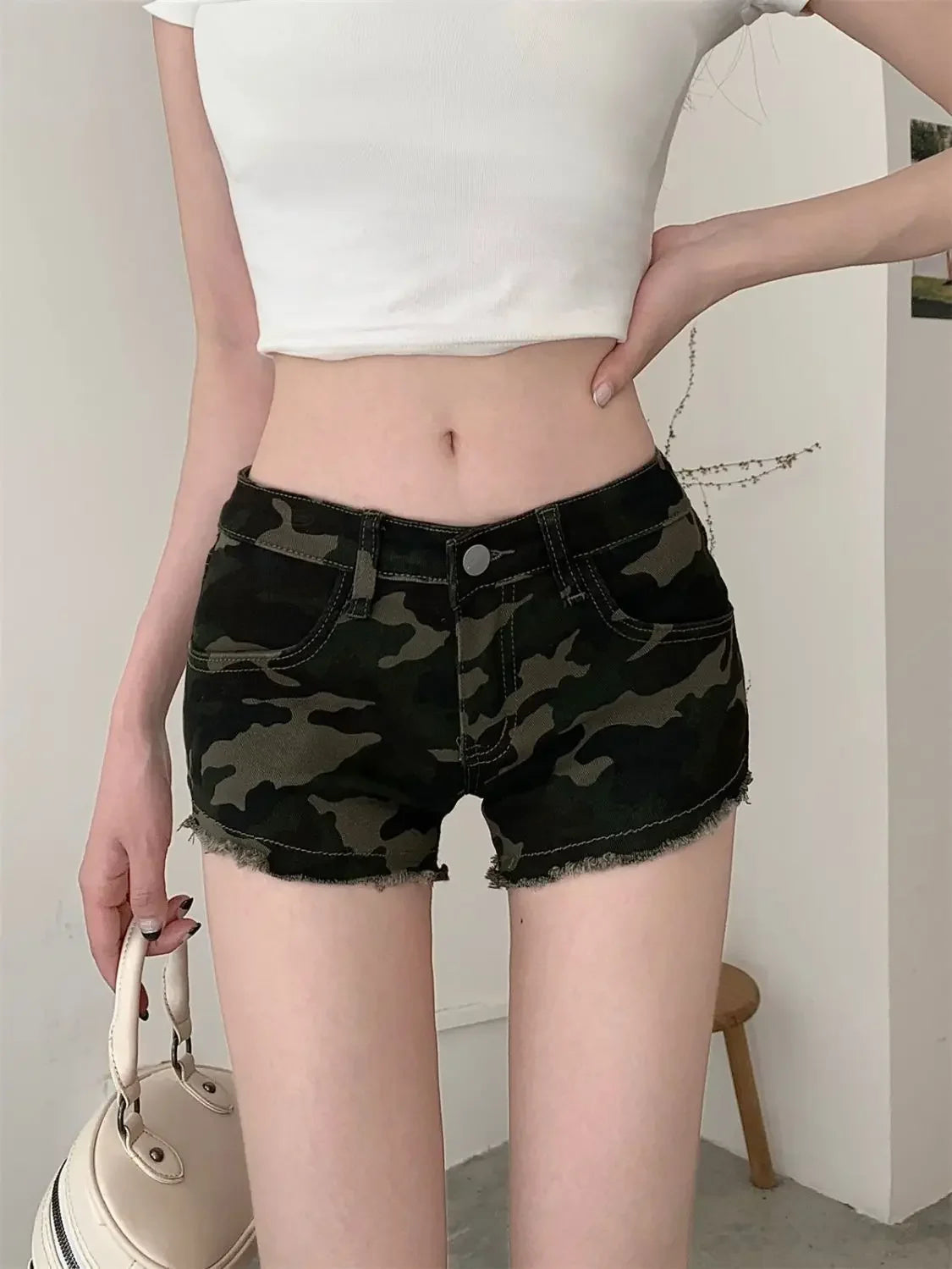 Sexy Low Rise Waist Female Short Jeans Pants Hot Elasticty Y2k Harajuku Women's Denim Shorts Vintage Trend 2025 Fashion Clothing