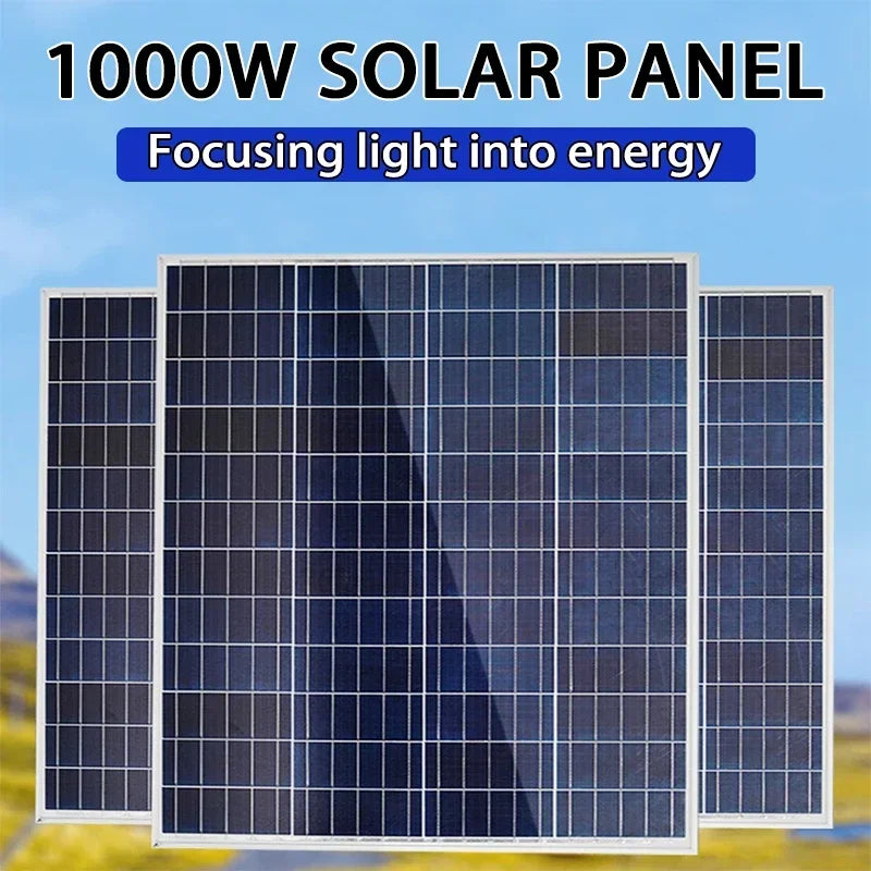 500W1000W 12V Photovoltaic Solar Panel, Power Bank Kit 100AController Solar Plate For Home/Camping/RV/Car Fast Battery Charger