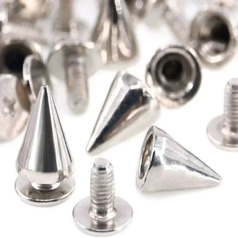 Multiple Sizes Cone Spikes Screwback Studs Rivets Metal Tree Spikes Studs Punk Style Clothing Accessories DIY Craft Decoration