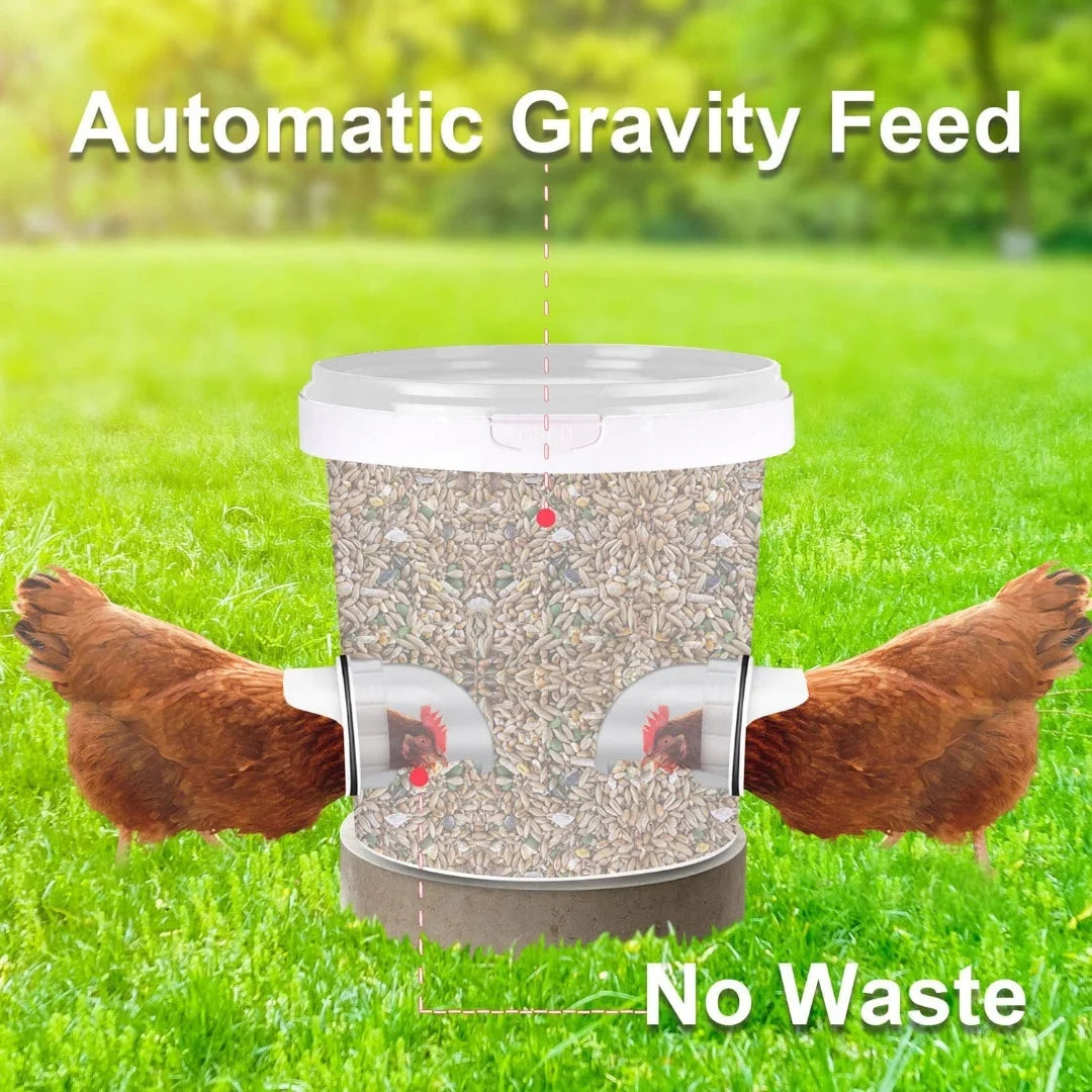 Chicken Gravity Feeder Poultry Feeding Supplies DIY Rainproof Feeder Port Kit For Bucket Tank Barrels Bins Gravity Feed Kit
