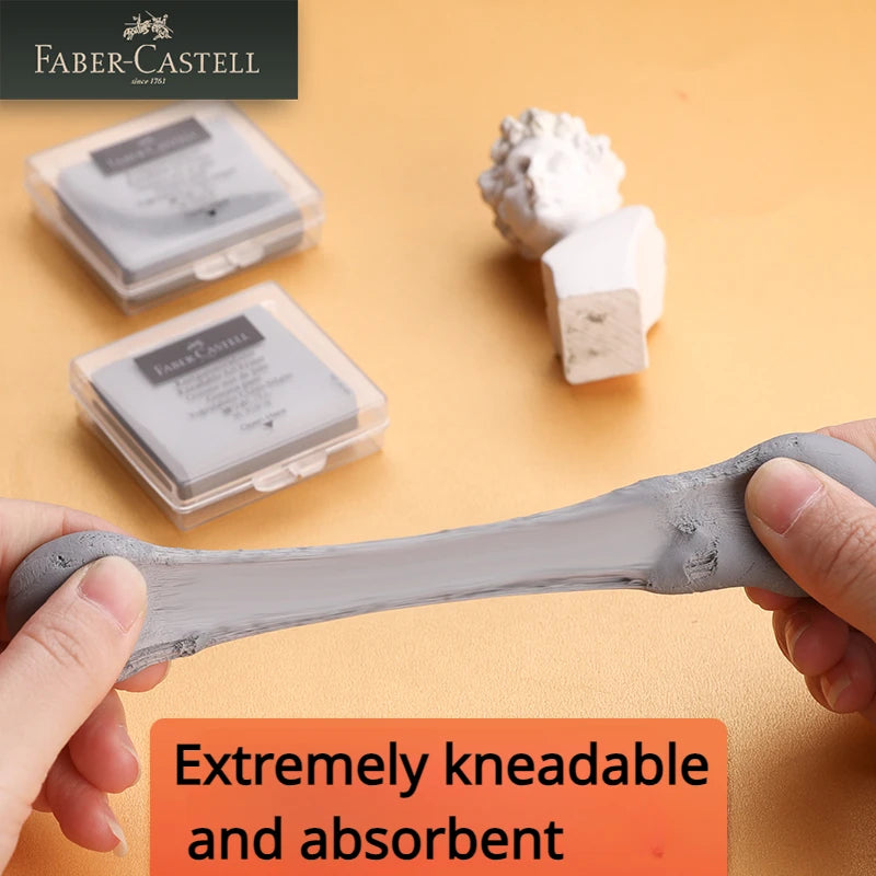 1Pc Faber-Castell Drawing Art Kneaded Erasers for Correcting,Lightening Charcoal Pencil and Pastel Artists Works, Gray in Box