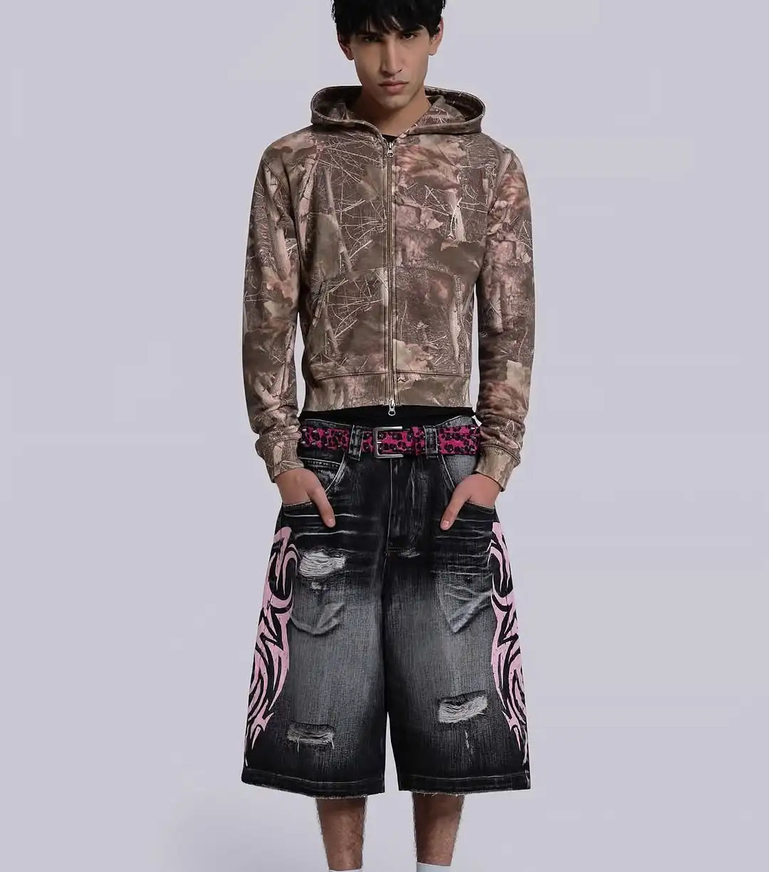 Streetwear Y2K Popular Denim Shorts Tassels Design Vintage Shorts Man Hip Hop Fashion Harajuku Punk High Waist Wide Leg Pants