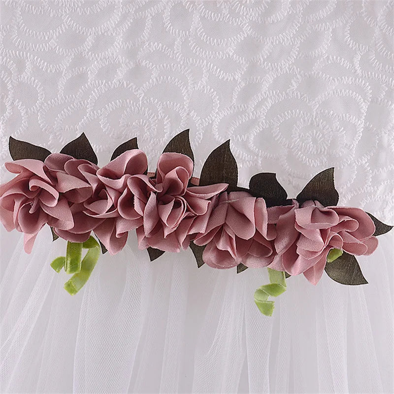 0-4Years Baby Girls Dress Kid Princess Party Clothes Toddler 4 Color Flower Mesh Children Clothing Sleeveless Summer Outfit A457