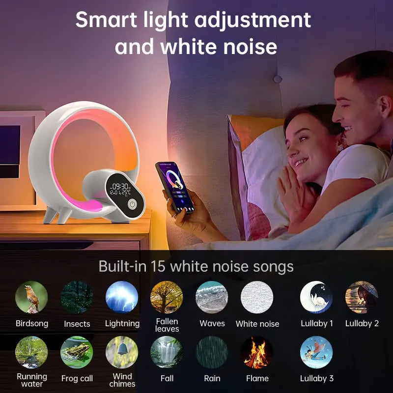 Novelty Smart Q Led Wake Up Light Ambient Light Night Light Dimmable Alarm Clock Wake-up For Children Bedroom Decorative Birthda