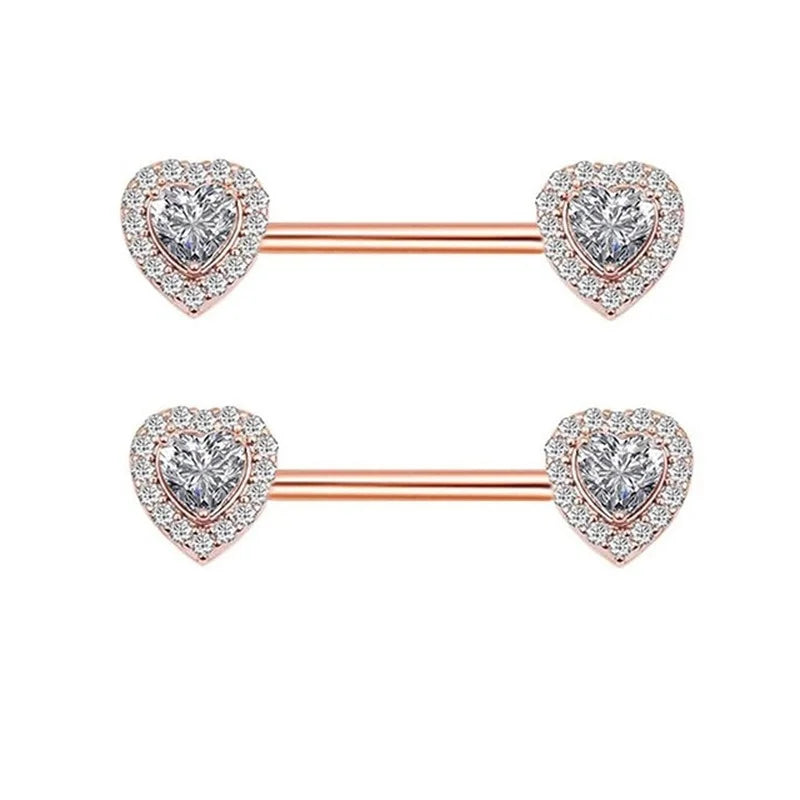 14G Stainless Steel Bunny Nipple Piercing Set Heart Nipple Jewelry Bulk Crystal Nipple Ring Lot Piercing Pezon Body Jewelry