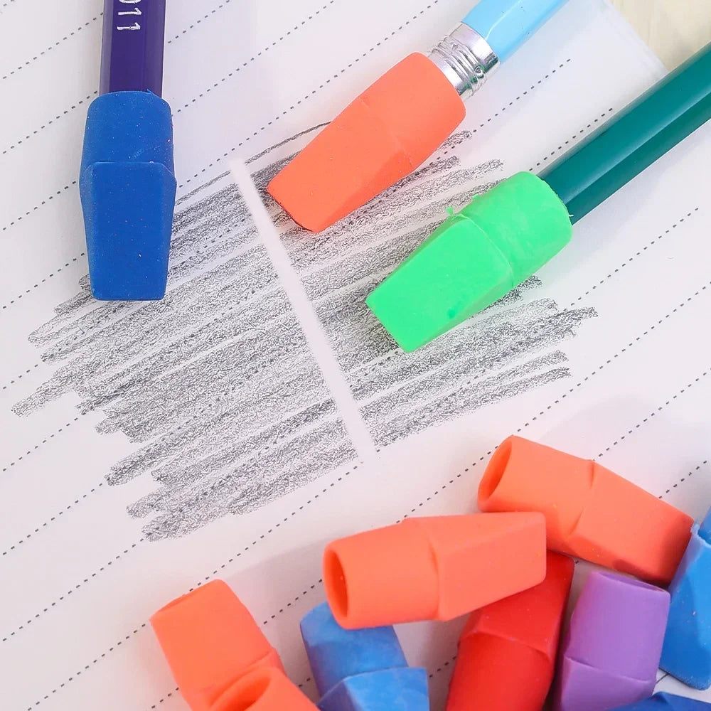 1-20Pcs Pencil Top Eraser Tips Sleeve Arrowhead Assorted Color Pencil Eraser Toppers Children Student Stationery School Supplies
