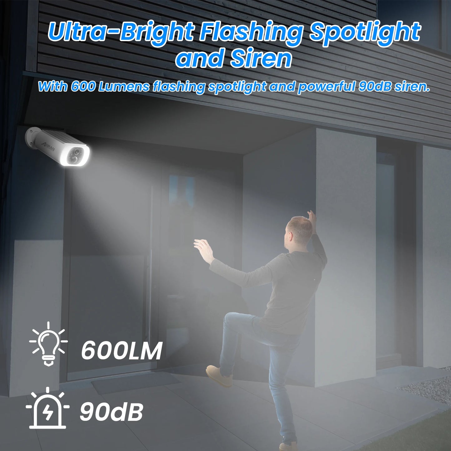 ANRAN 2/3/4 PCS Outdoor Wireless WIFI Camera 2.4G 3MP Battery Solar Security Camera Floodlight Color Night Vision Local Alarm