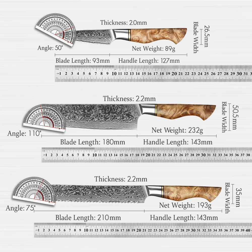 HEZHEN Kitchen Knife Set 1pc 2pc 3pc 5pc 6pc Cook Knife 67 Layer Damascus Steel 10Cr15CoMoV Core Steel Professional Kitchen Tool
