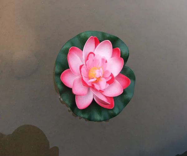 Floating Artificial Lotus Swimming Fake Flower Plant Lifelike Micro Landscape for Pond Garden Decor