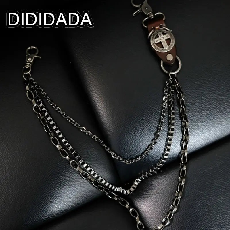Women Men's Motorcyle Keychain Belt Chains Rock Punk Double chain Cowboy Cowgirls Pants Trousers Chain Biker Wallet Accessories