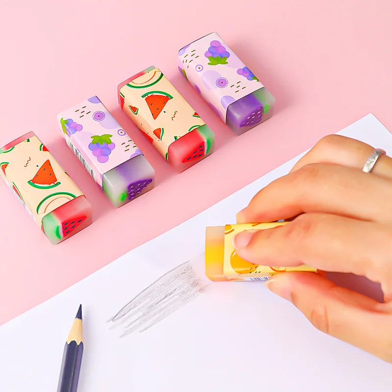3pcs/lot Cartoon Creative Fruit Eraser Pupils Exam Pencil Eraser Children's Stationery Painting Sketch Eraser School Kawaii