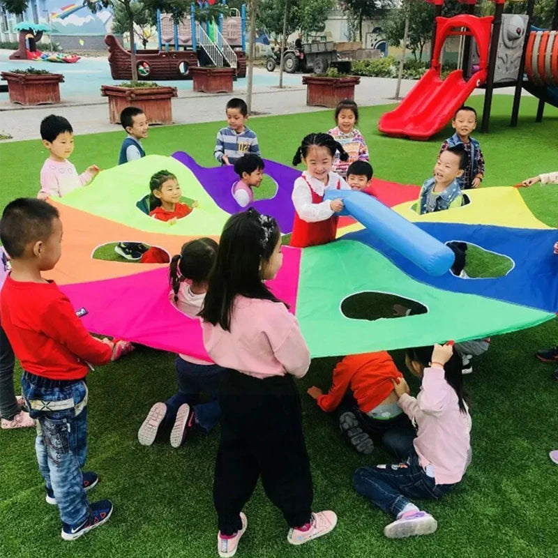 2M 3M Fun Play Rainbow Parachute For Kids Tent Cooperative Games Outdoor Toys For Children Team Building Exercise Activities