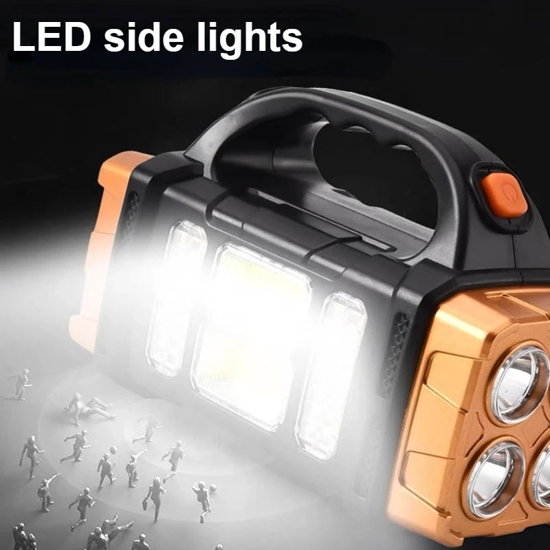 Solar LED Flashlight Portable USB Rechargeable Flashlight Waterproof COB Torch Light Powerful Solar Light for Camping Hiking