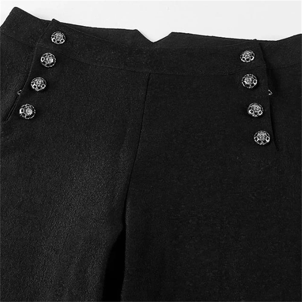 Men Steampunk Victorian Pants Historical High Waist Long men's Pants Retro Daily Button Casual Trousers Wedding Pants