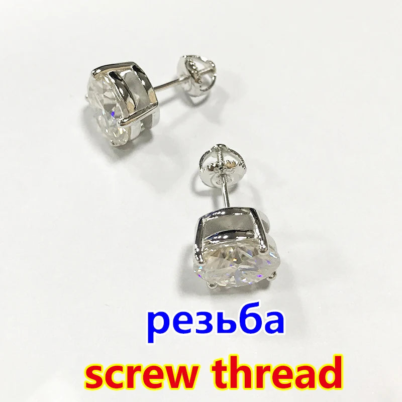 Premium 0.5-2ct Diamond Stud Earrings for Women Orginal 925 Sterling Silver Screw Back Women Moissanite Earring 2024