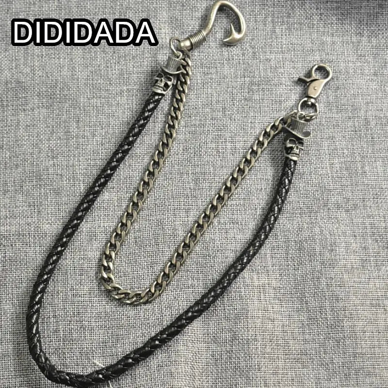 Women Men's Motorcyle Keychain Belt Chains Rock Punk Double chain Cowboy Cowgirls Pants Trousers Chain Biker Wallet Accessories