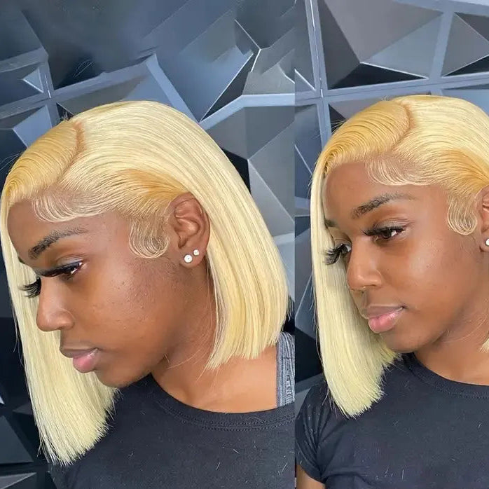 613 Blonde Bob Wig Human Hair 13x4 Lace Front Wigs Human Hair Pre Plucked Transparent Lace 180% Density Lace Frontal Wig Bob Wig