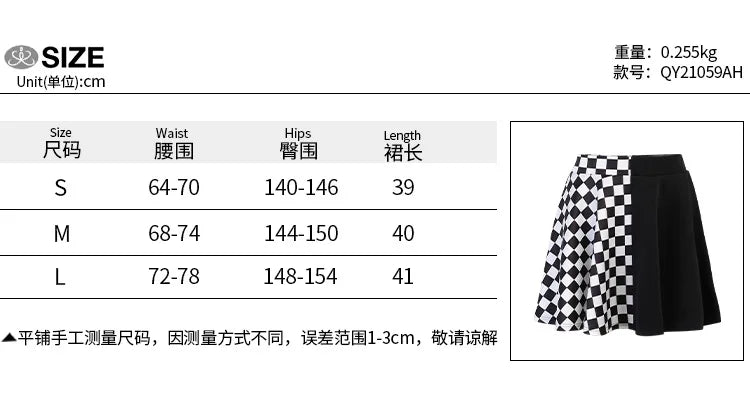 Y2K Houndstooth Color Block Mosaic Skirts Micro-trum Contrast Dark Style Pleated Skirts Women's High-waist Street Trend Skirts