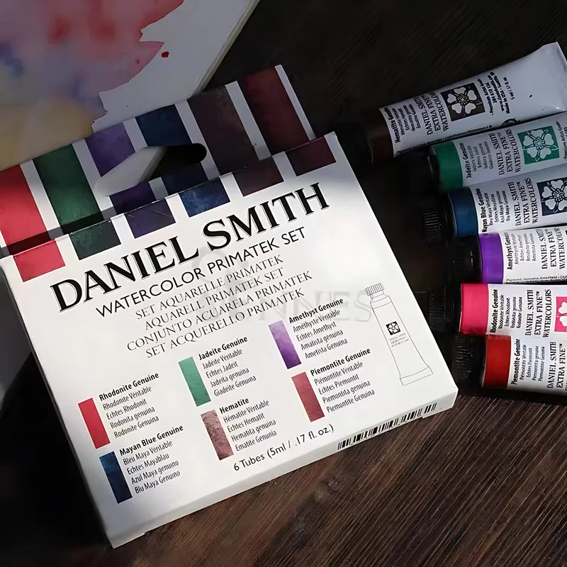 Daniel Smith Professional Artists 6 Colors 5ml Watercolor Pigments Mineral Colors Essentials Starter Acuarelas Brush Set