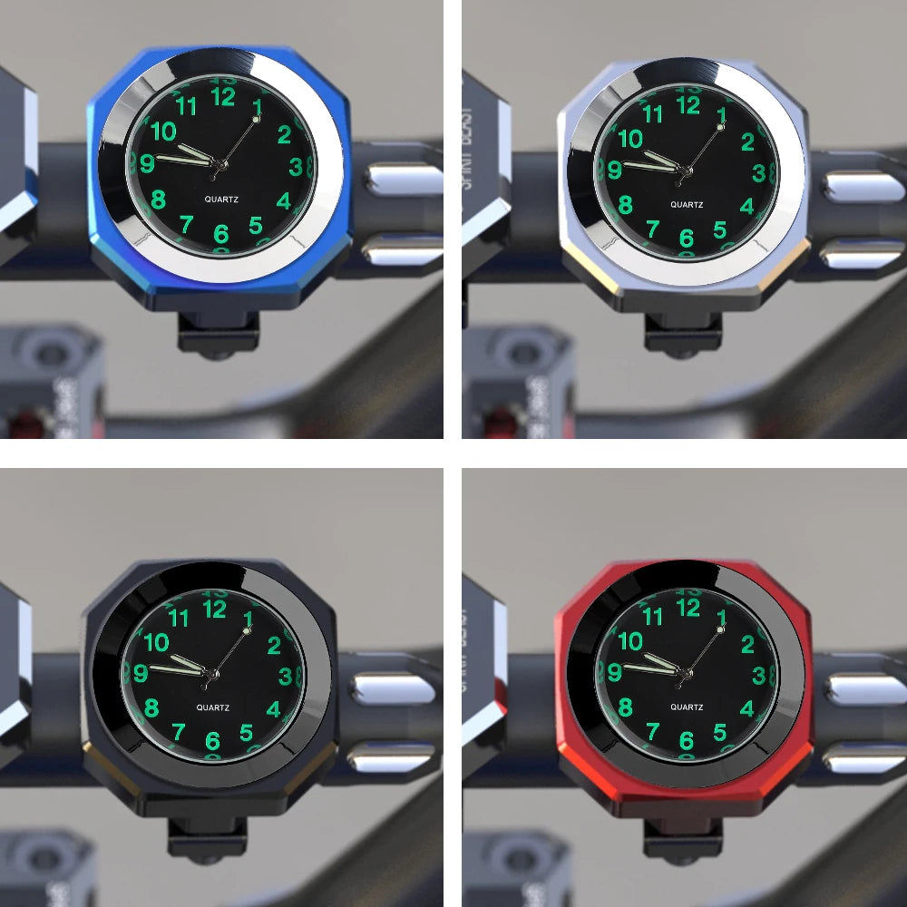 Aluminum Alloy Motorcycle Clock Waterproof Mount Quartz Clock Watch Aluminum Luminous Clock 22-28mm Handlebar Car Accessories