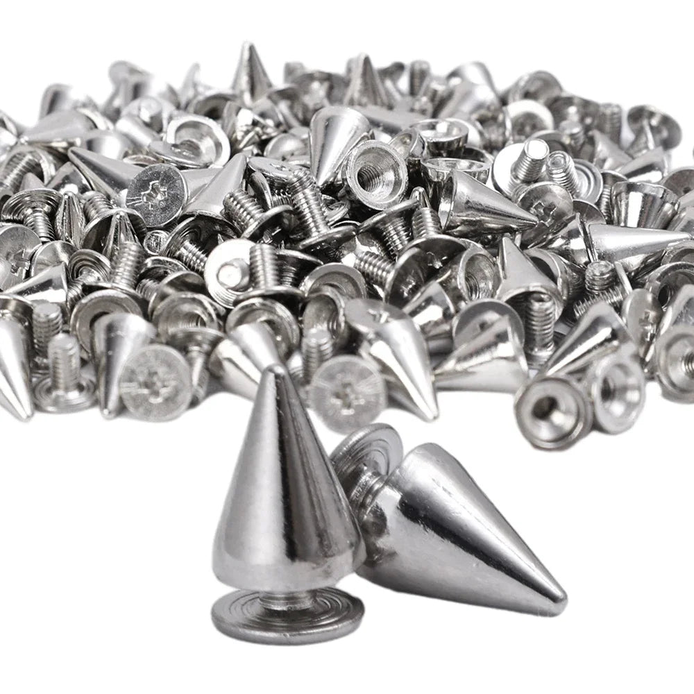 Multiple Sizes Cone Spikes Screwback Studs Rivets Metal Tree Spikes Studs Punk Style Clothing Accessories DIY Craft Decoration
