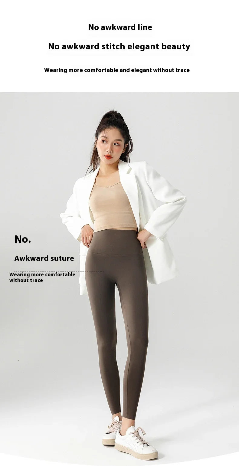 Women's Autumn Winter Thickened Alpaca Velvet Black Shark Leggings High Waist Slim Seamless Fleece Warm Leggings