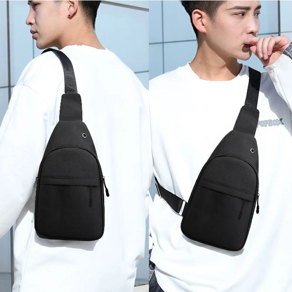 Chest Bags Men's Crossbody Bags Chest Pack with USB Charging Earphones Cable Hole Backpack Women Messenger Pouch Gold Pattern