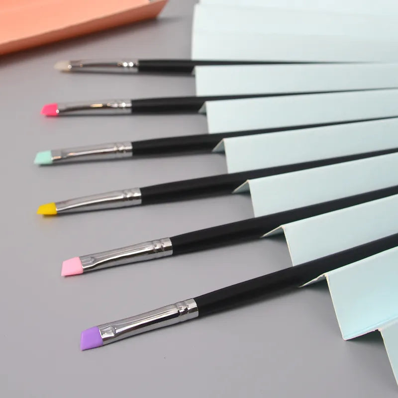 1/2/3pcs Professional Silicone Bevel Brush Eyeliner Brush Eye Shadow Eyebrow Details Nail Painting Tools Nail Art Brush Hot Sale
