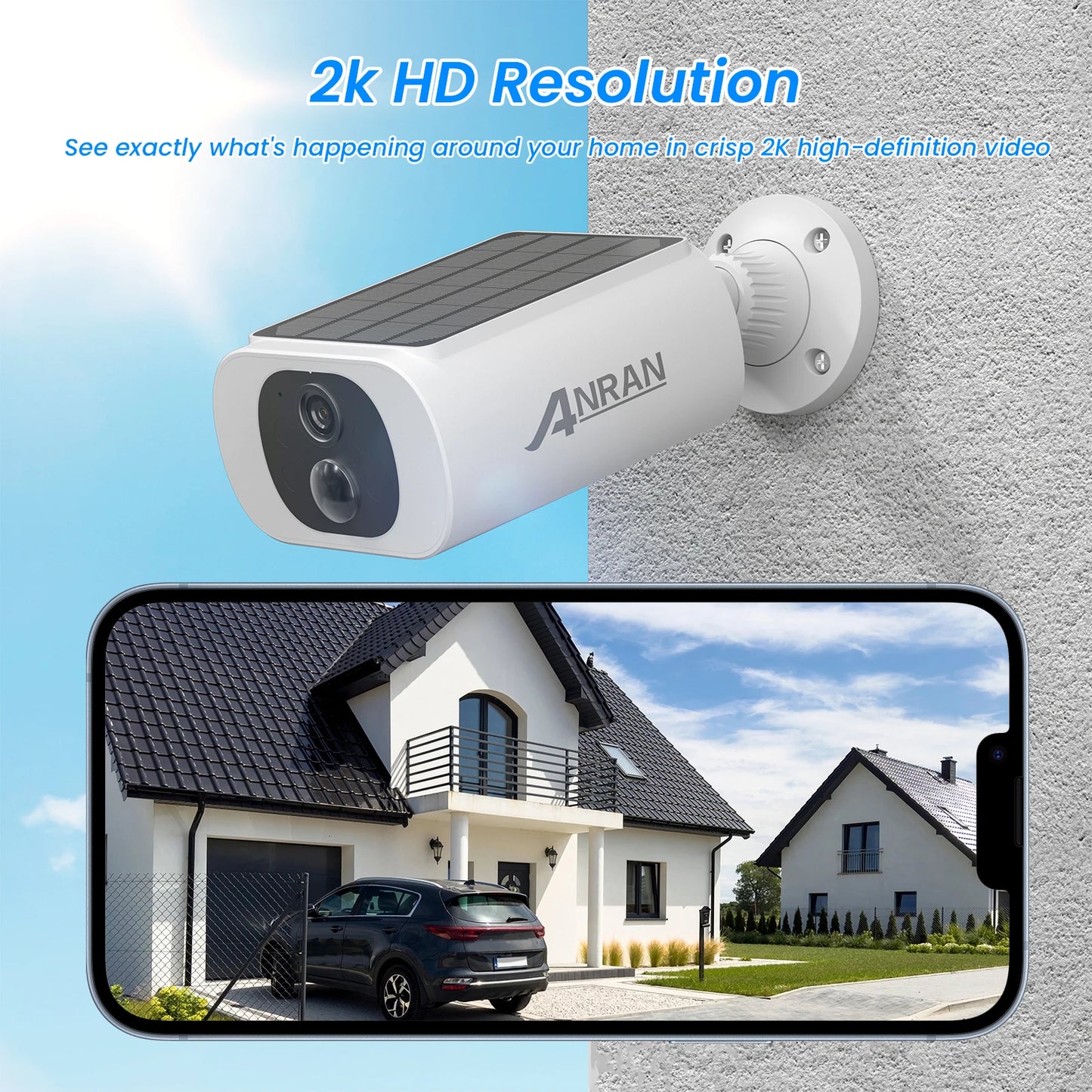 ANRAN 2/3/4 PCS Outdoor Wireless WIFI Camera 2.4G 3MP Battery Solar Security Camera Floodlight Color Night Vision Local Alarm
