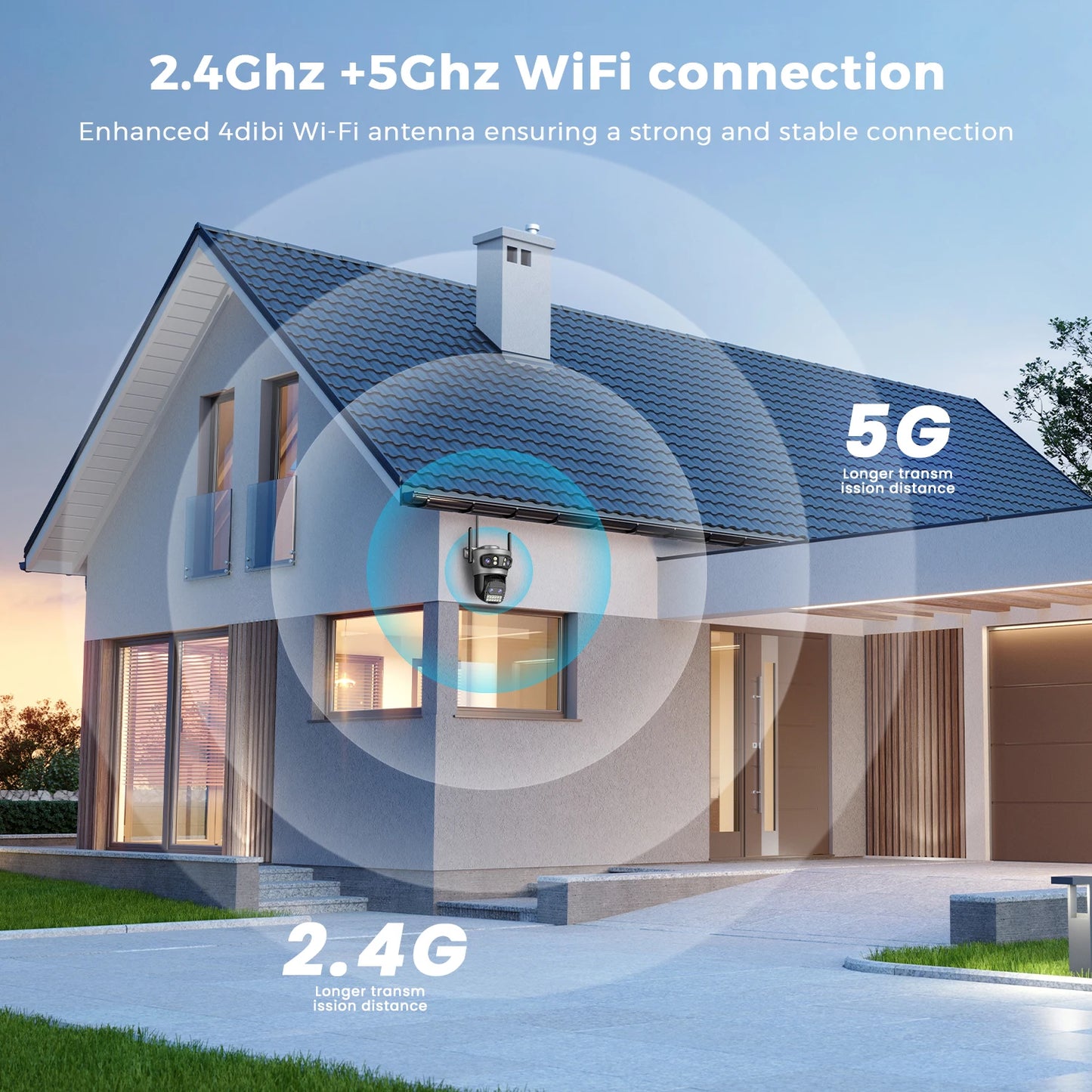 20MP 10K PTZ Wifi Camera Four Lens 10X Zoom Surveillance Camera Outdoor 360°No Dead Angle Ultra Long Range Night Vision Security