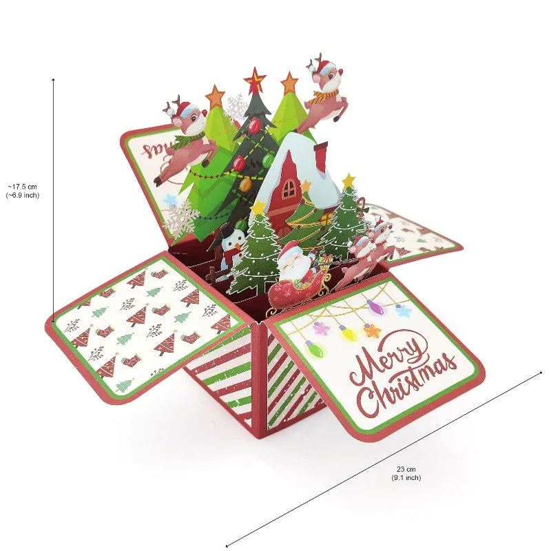 3D Pop Up Christmas Cards, Xmas Gift Greeting Cards For Your Friends, Children And Family, Included Blank Notecard & Envelope