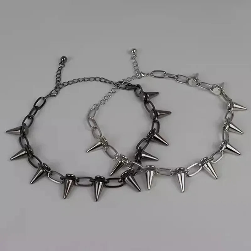 New Punk Gothic Harajuku Necklaces Handmade Womens Necklace Spike Rivet Female Chain Necklaces Exaggeration Rock Choker Jewelry