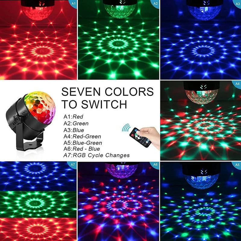 LED Party Stage Lights Disco Ball Sound With Remote Control Dance Rotating Magic Atmosphere Lamp Party Club DJ Show Lamp