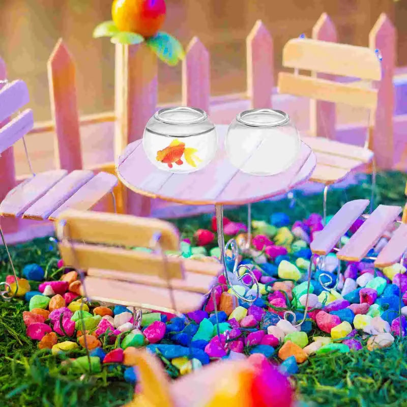 2Pcs Miniature Decoration Playing House Fish Tank Simulation Goldfish Bowl Aquarium Decoration Fish Tank Accessories