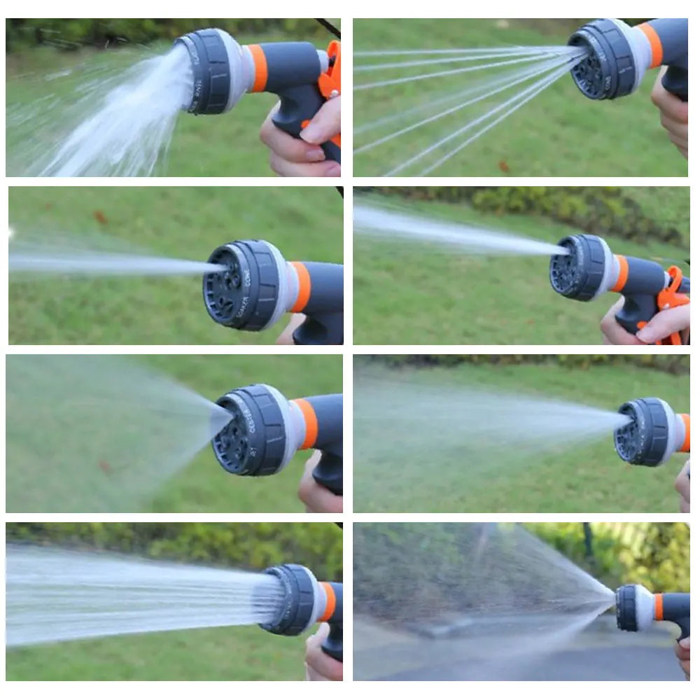 8 Function Water Guns Jet Washer High Pressure Adjustable Spray Garden Hose Quick Connector for Lawn Watering Farm Car Wash Tool