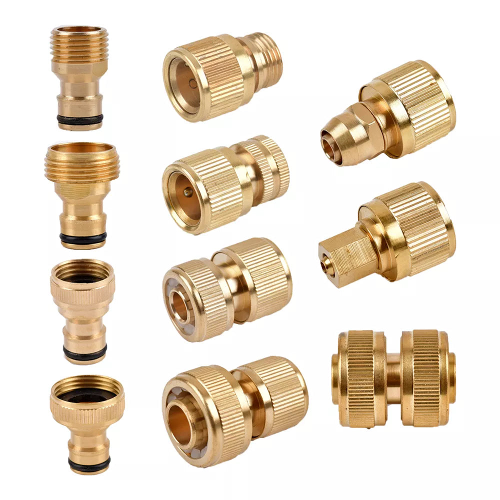 Garden Hose Connectors 1/2 3/4" Thread Quick Connector Brass Faucet Adapters Pipe Hose Repair Fittings Water Tap Adapter 1Pc