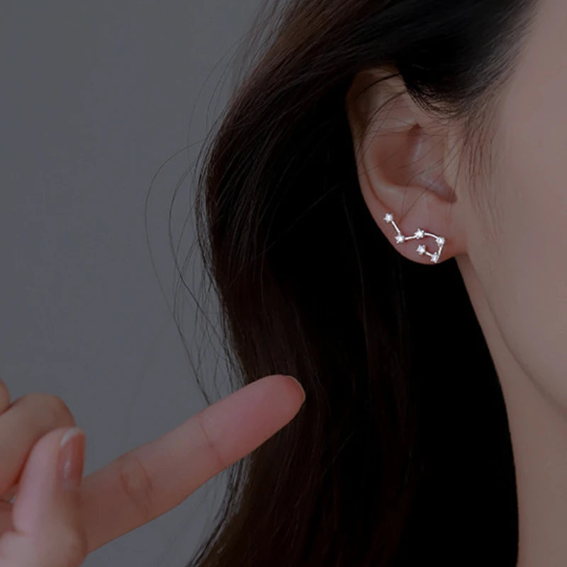 Asymmetry Shiny Zircon Big Dipper Earring Exquisite Personality Constellation Star Earring For Girl Fashion Jewelry Accessories