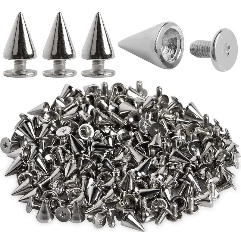 Multiple Sizes Cone Spikes Screwback Studs Rivets Metal Tree Spikes Studs Punk Style Clothing Accessories DIY Craft Decoration