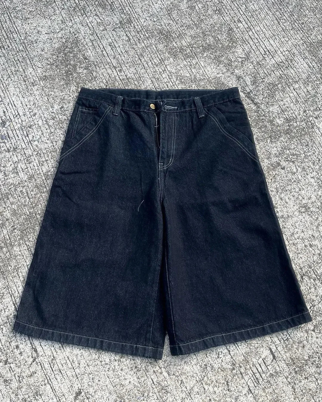 Y2K American New Gothic Alphabet Embroidered Baggy Denim Shorts Female Harajuku Retro Hip Hop Popular High Waist Wide Leg Shorts