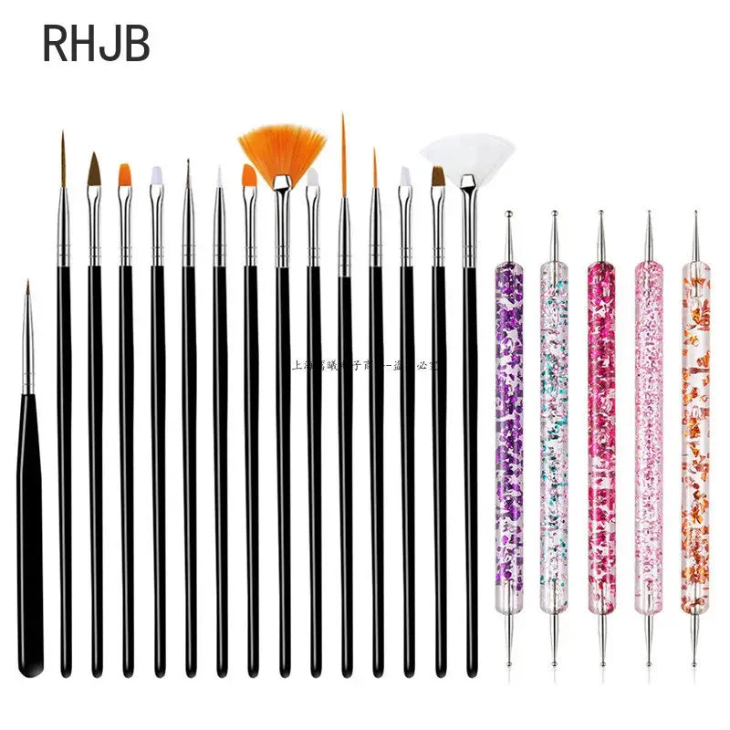 New 2025 Multiple nail art nail brush Design Tip Drawing Carving Dotting Nail Pen Builder Flat Liner Acrylic Gel Polish Manicure
