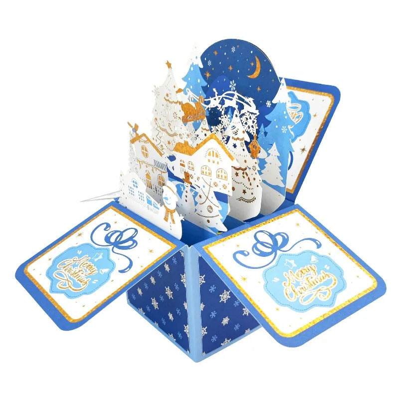 3D Pop Up Christmas Cards, Xmas Gift Greeting Cards for Your Friends, Children and Family, Included Blank Notecard & Envelope